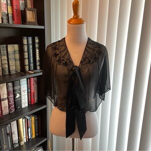 Black Sheer Women's Beaded Shawl